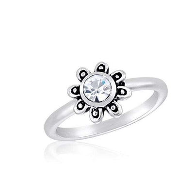 Silver Plated CZ Flower Stack Ring - Little Prairie Girl
