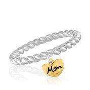 Silver Plated Gold Heart "Mom" Stack Ring - Little Prairie Girl