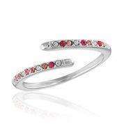 Silver Plated Thin Pink Diamond Open Stack Ring - Little Prairie Girl