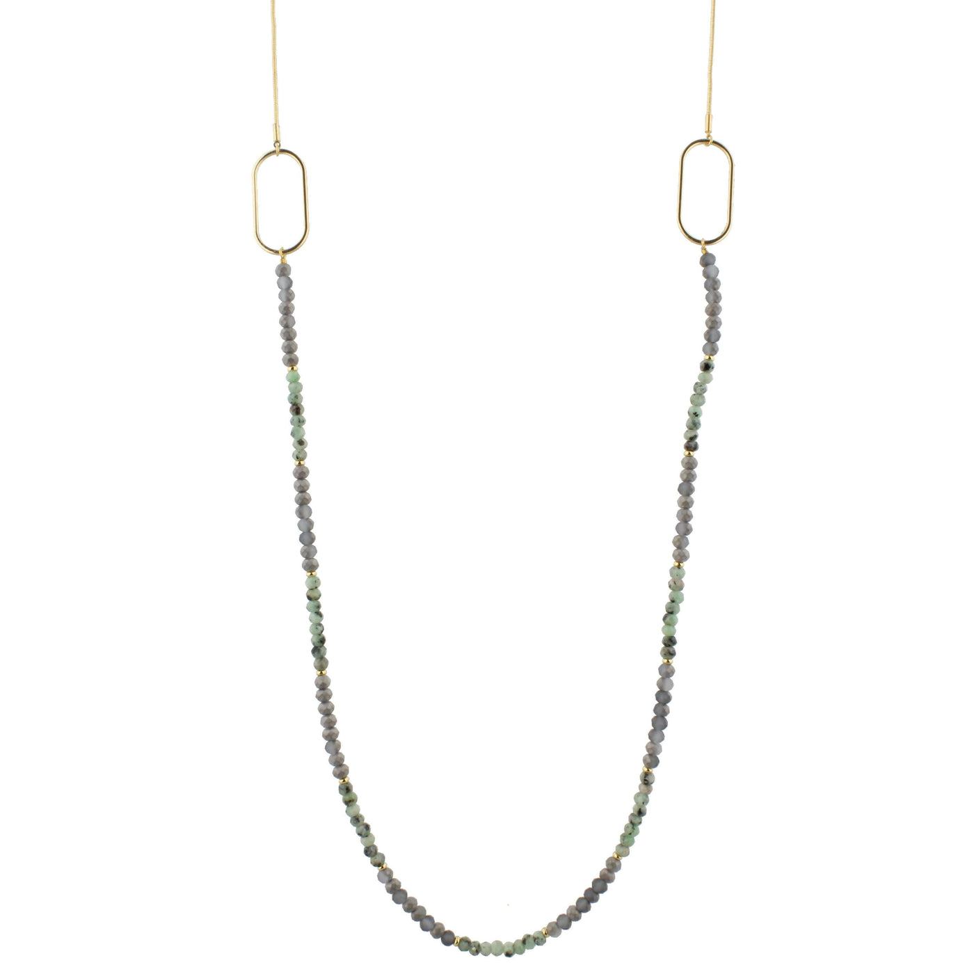 Snakechain Adjustable Matte Gray & Green Labrodite Necklace - Little Prairie Girl