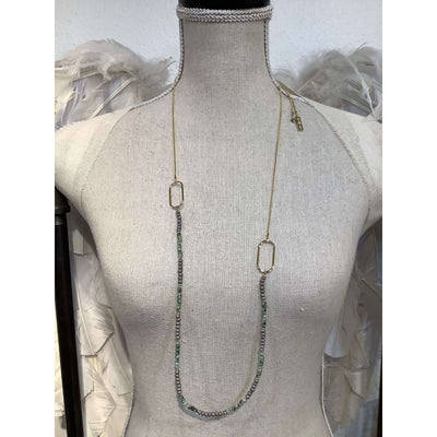 Snakechain Adjustable Matte Gray & Green Labrodite Necklace - Little Prairie Girl