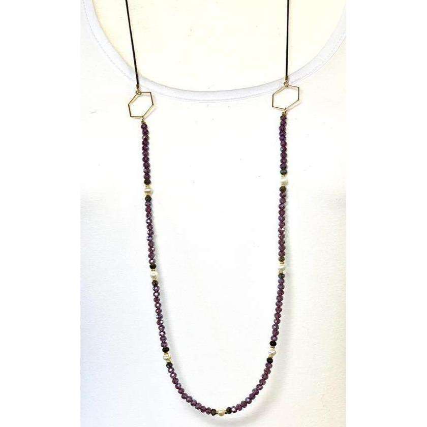 Snakechain Purple Beads & Freshwater Pearl Necklace - Little Prairie Girl