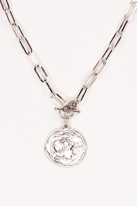 Coin Pendant Silver Chain Necklace - Little Prairie Girl