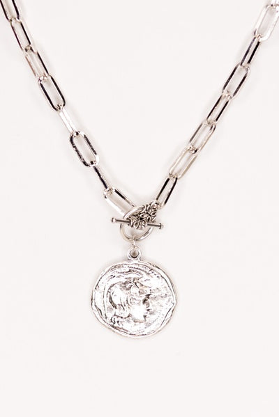 Coin Pendant Silver Chain Necklace - Little Prairie Girl