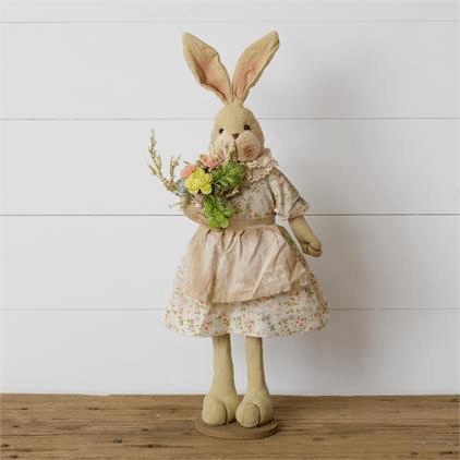 Tillie bunny with a bouquet of flowers - Little Prairie Girl